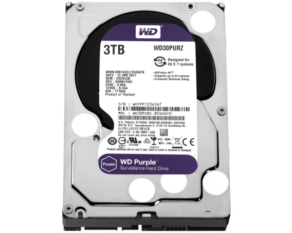 WD 3TB 3.5 inča SATA III 64MB IntelliPower WD30PURZ Purple hard disk