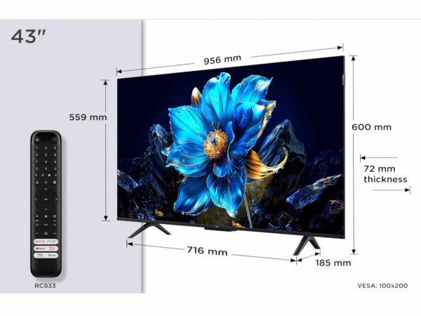 Televizor TCL 43P7K/QLED/43''/4K/60Hz/Google TV/crna  