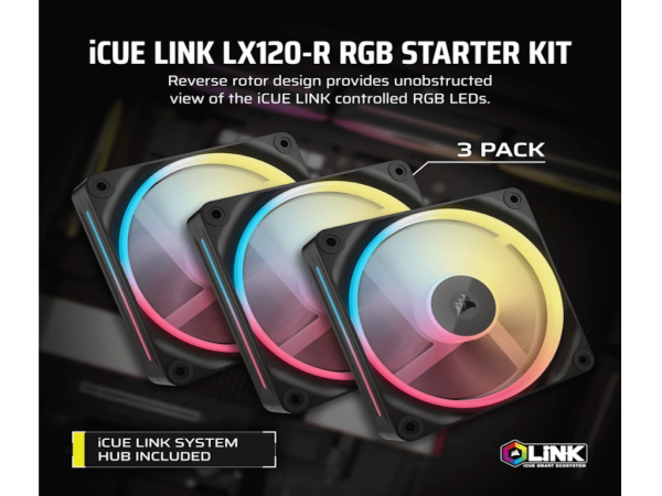 Kuler za PC CORSAIR iCUE LINK LX120-R/RGB/120mm/triple fan kit/crna  