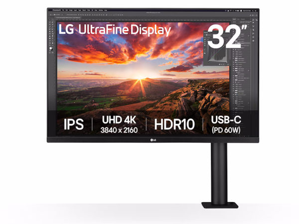 Monitor LG ERGO 32UN880K-B 31.5''/IPS/3840x2160/60Hz/5ms GtG/HDMIx2,DP,USB/pivot,visina/VESA/zvucnici  