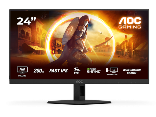 Monitor AOC 24G4HRE 23.8''/IPS/1920x1080/200Hz/1ms GtG/HDMIx2,DP/Gsync,freesync/zvucnici/crna  