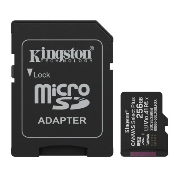 Micro SD Card 256GB Kingston + SD adapter SDCS3256GB class 10