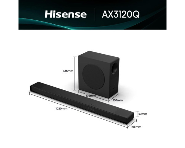 HISENSE AX3120Q Dolby Atmos soundbar sa bežičnim subwooferom crni 