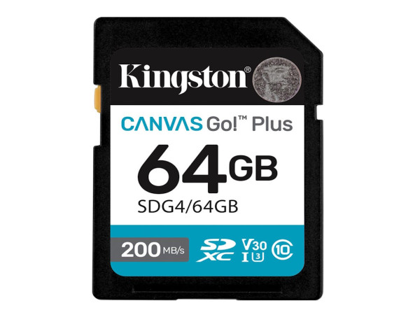 Memorije kartice KINGSTON SDG4/64GB/64GB SDXC Canvas Go Plus Gen4 200MB/s C10 UHS-I U3 V30  