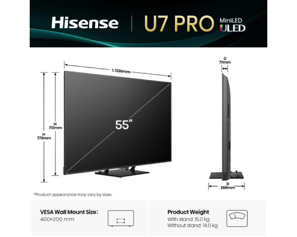 HISENSE 55 inča 55U7Q PRO ULED Mini-LED 4K UHD Smart TV 