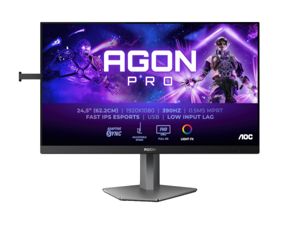 Monitor AOC AGON AG256FS 24.5''/IPS/1920x1080/390Hz/1ms GtG/HDMIx2,DP,USB/adaptive sync/pivot/crna  