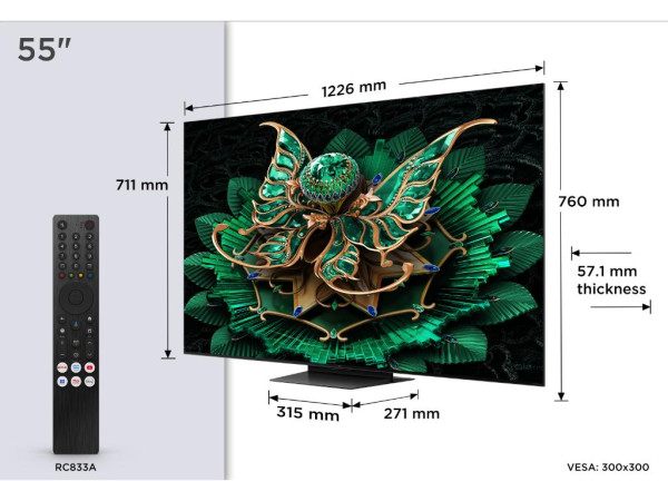 Televizor TCL 55C7K/QLED MiniLED/55''/4K UHD/144Hz/Google TV/crna  