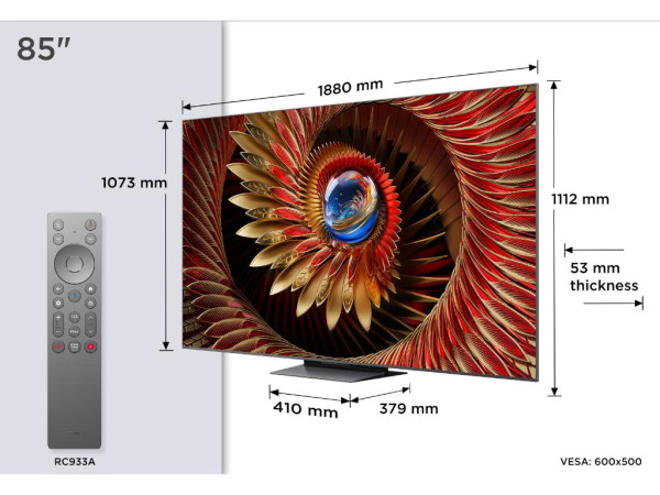 Televizor TCL 85C8K/QLED MiniLED/85''/4K UHD/144Hz/Google TV/crna  