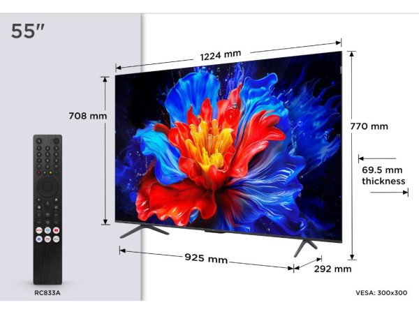 Televizor TCL 55P8K/QLED/55''/4K UHD/144Hz/Google TV/crna  