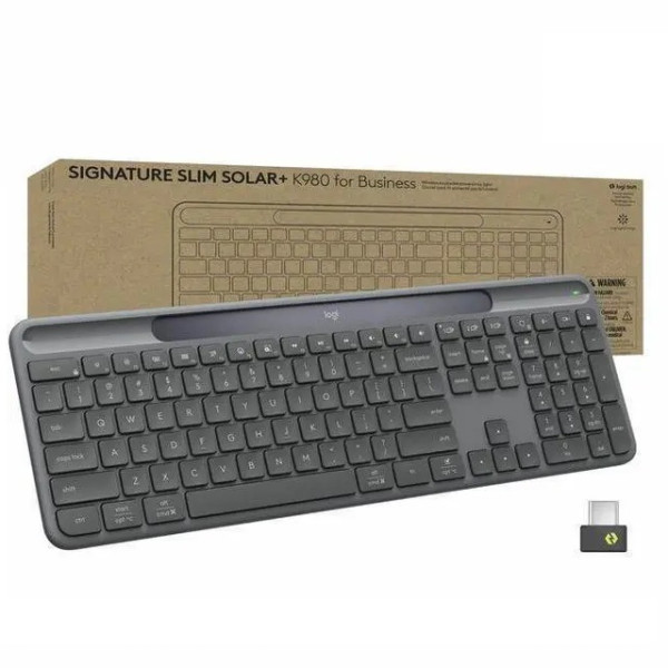 Logitech Signature Slim Solar+ wireless keyboard K980, Graphite, for Business