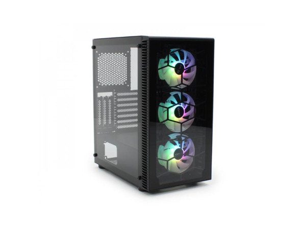 Kucište IG-MAX GIANT GLASS 3F Mid Tower/ATX/E-ATX/Micro ATX/Mini-ITX/kaljeno staklo/ARGB/crna  