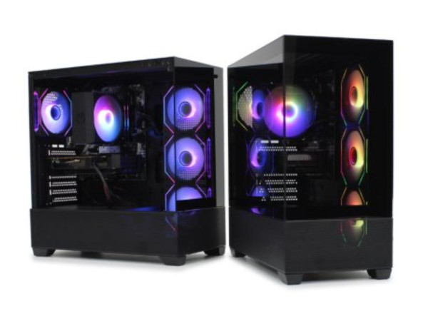 Kucište IG MAX X218B-4F BLACK HORIZON GLASS Midi Tower/ATX/Micro ATX/E-ATX/ITX/bez napajanja/crna  