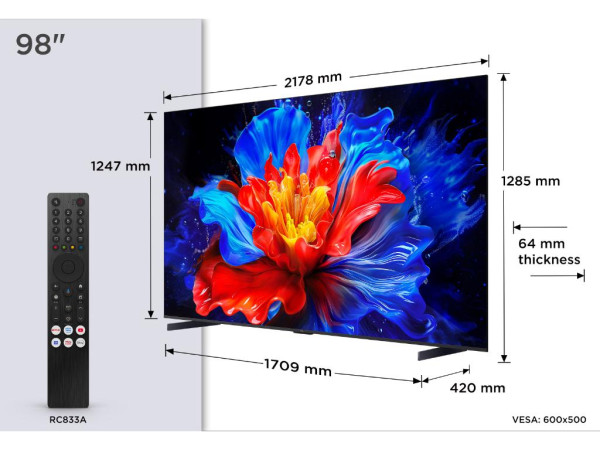 Televizor TCL 98P8K/MiniLED-QLED/98''/4K UHD/144Hz/Google TV/crna  