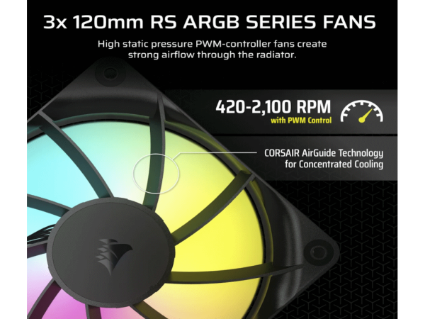Kuler za CPU CORSAIR NAUTILUS 360/ARGB/360mm/triple fan/vodeno hladenje/crna  