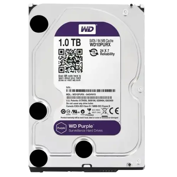 Hard disk 1TB SATA3 Western Digital Caviar 64MB WD10PURZ  Purple