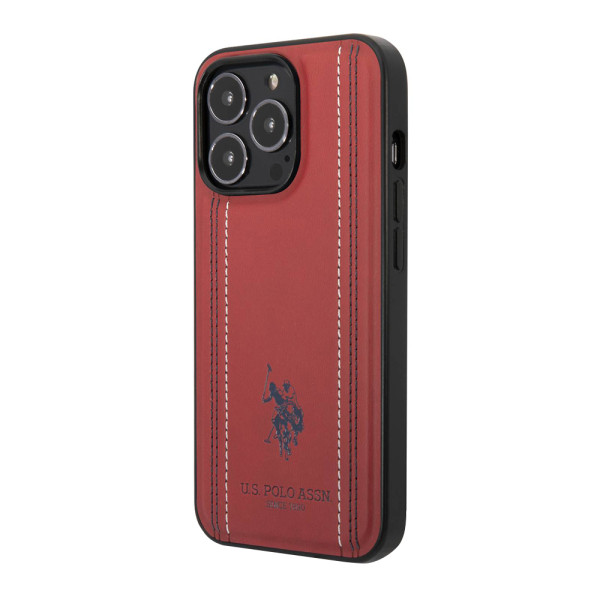 Futrola Polo Leather With Stitched Lines Double Line & Horse Logo za Iphone 14 Pro crvena Full ORG (USHCP14LPFAR)