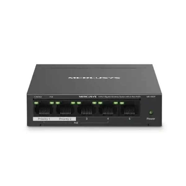 Svič 101001000 5-port Mercusys MS105GP4-Port PoE+