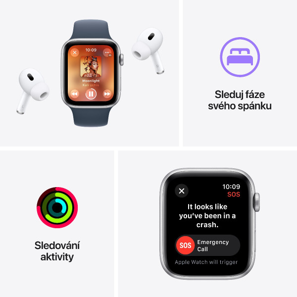 Apple Watch SE GPS 40mm Silver with Storm Blue Sport Band - S/M