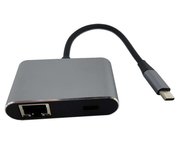 FAST ASIA Adapter-konvertor TIP C na 2xUSB 3.0+TIP C+RJ45 